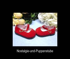 Schildkr�t Velourschuhe  Puppenschuhe rot  f�r 56 cm Puppen mit 8 cm F��chen, Nr. 56178 - Bild vergr��ern 