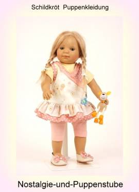 Schildkr�t Puppenkleidung von Luisa Paetsch, Spielkleid mit Leggins, f�r 36 cm Puppen - Bild vergr��ern 