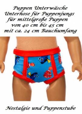 Puppen Kleidung Unterw�sche Unterhose blau f�r 40 bis 45 cm Puppen Jungs, Nr. 177 - Bild vergr��ern 
