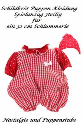Puppen Kleider rot karierter Spielanzug f�r 32 cm Schlummerle Schildkr�t, Nr. 32512 - Bild vergr��ern 