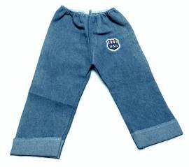 Schwenk Puppenkleidung Jeans Hose mit USA Emblem f�r 36 - 40 cm Puppen, Nr. 87538 - Bild vergr��ern 