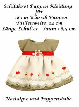 Schildkr�t komplette Puppen Kleidung gr�n beige mit Stickerei f�r 18 cm Puppen, 18899 - Bild vergr��ern 