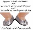 Puppen Schuhe silberfarben Slipper Ballerinas 6,5 cm lang, Nr. 279