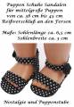 Puppen Schuhe Sandalen schwarz mit wei&szlig;en Punkten ca. 6,5 cm lang, Nr. 282