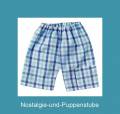 Schwenk Puppenkleidung, Shorts blau-wei&szlig; kariert, Gr&ouml;&szlig;e 43, f&uuml;r 42 - 45 cm Puppen