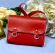 Puppenzubeh�r Puppen Schulranzen aus echtem Leder rot 12 x 8 cm 3142 r