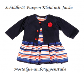 Puppenkleider Puppen Kleid gestreift und blaue Jacke für 64 cm Klassik Puppen Schildkröt 64747