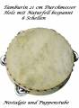 Rythmusinstrument Tamburin 21 cm aus Holz mit Naturfell 6 Schellen, Nr.455